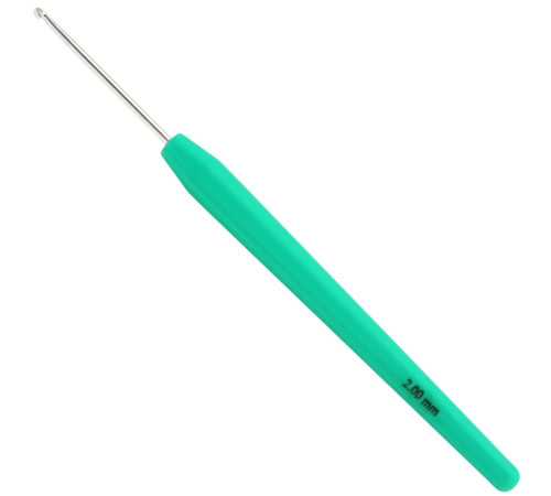 Крючок Lana Grossa Алюминий с пластиковой мягкой цветной ручкой 15 см • 2.0