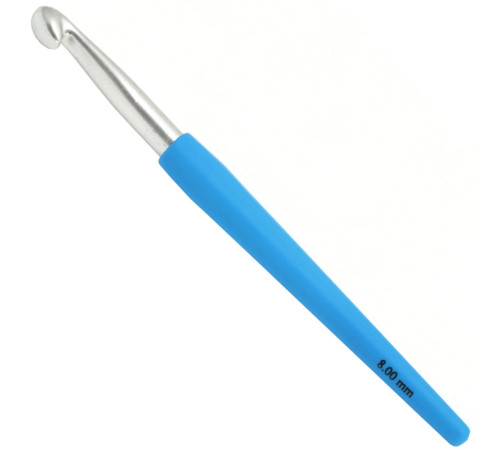 Крючок Lana Grossa Алюминий с пластиковой мягкой цветной ручкой 15 см • 8.0