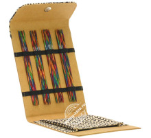 Lana Grossa Набор чулочных спиц малый, 15 см, Дерево многоцветное, Кожзам, Бежевый