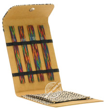 Lana Grossa Набор чулочных спиц малый, 15 см, Дерево многоцветное, Кожзам, Бежевый