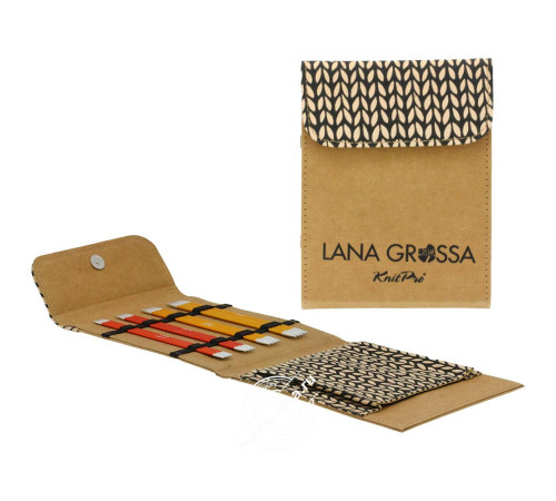 Lana Grossa Набор чулочных спиц малый, 15 см, Алюминий, Rainbow, Кожзам, Бежевый