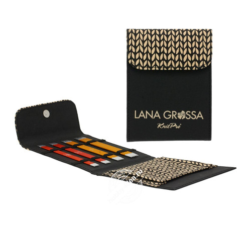 Lana Grossa Набор чулочных спиц малый, 15 см, Алюминий, Rainbow, Кожзам, Чёрный