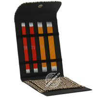 Lana Grossa Набор чулочных спиц малый, 15 см, Алюминий, Rainbow, Кожзам, Чёрный