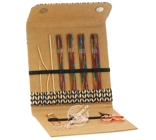 Lana Grossa Набор инструментов для вязания носков, Дерево, Многоцветные, Замша, Бежевый