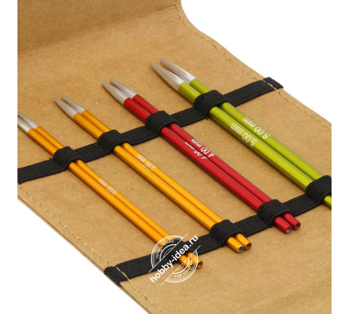 Lana Grossa Набор разъемных спиц малый, Алюминий, Rainbow, Кожзам, Бежевый