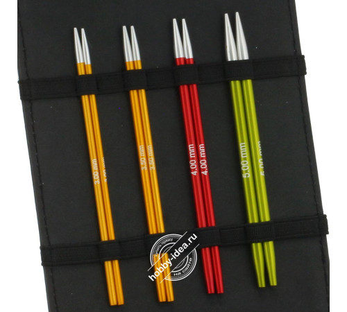 Lana Grossa Набор разъемных спиц малый, Алюминий, Rainbow, Кожзам, Чёрный