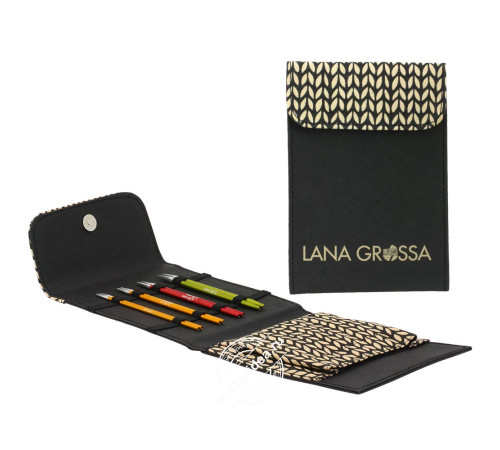 Lana Grossa Набор разъемных спиц малый, Алюминий, Rainbow, Кожзам, Чёрный