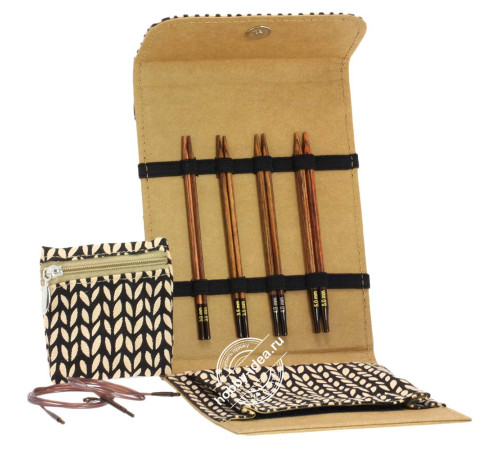 Lana Grossa Набор разъемных спиц малый, Дерево, Naturale, Кожзам, Бежевый