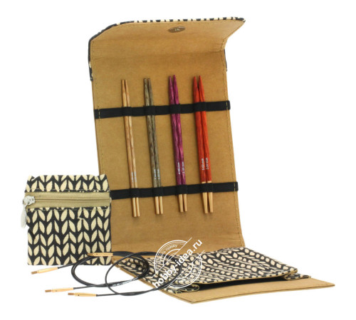 Lana Grossa Набор разъемных спиц малый, Дерево, Signal, Кожзам, Бежевый