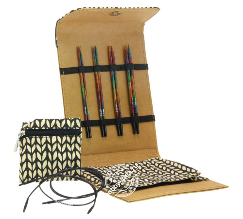 Lana Grossa Набор разъемных спиц малый, Дерево многоцветное, Кожзам, Бежевый