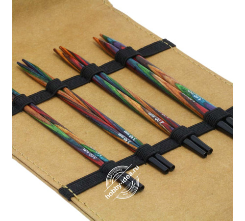 Lana Grossa Набор разъемных спиц малый, Дерево многоцветное, Кожзам, Бежевый