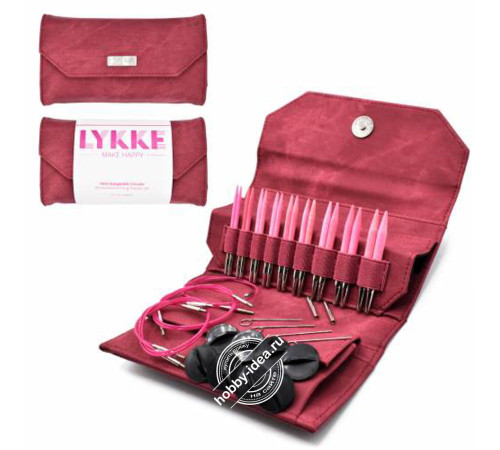 Lykke Набор разъемных спиц, 7 см, Дерево, Blush Crimson