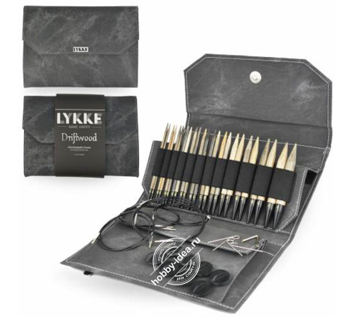 Lykke Набор разъемных спиц, 11.5 см, Дерево, Driftwood Grey