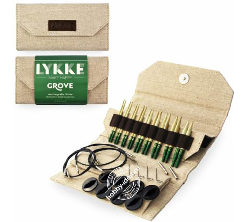 Lykke Набор разъемных спиц, 7 см, Бамбук, Grove Beige