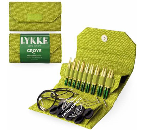 Lykke Набор разъемных спиц, 7 см, Бамбук, Grove Green