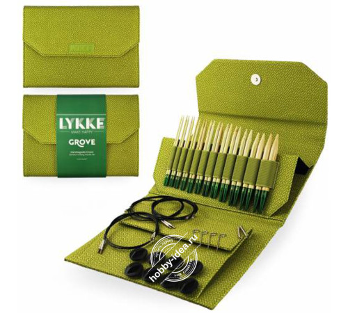 Lykke Набор разъемных спиц, 11.5 см, Бамбук, Grove Green