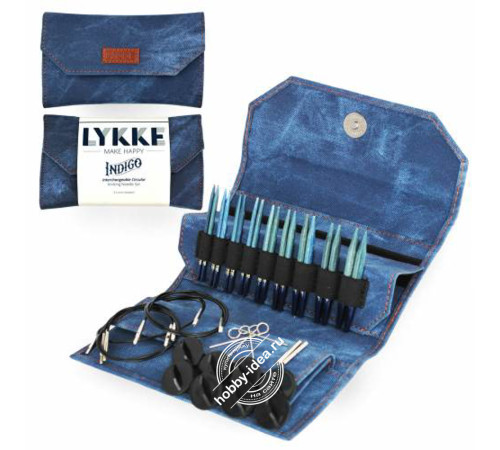 Lykke Набор разъемных спиц, 7 см, Дерево, Indigo Azure