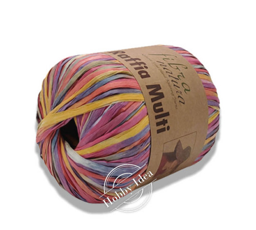 Fibra Natura Raffia Multi 11701 Оранжево-белый