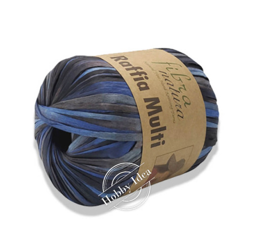 Fibra Natura Raffia Multi 11707 Сине-серо-чёрный