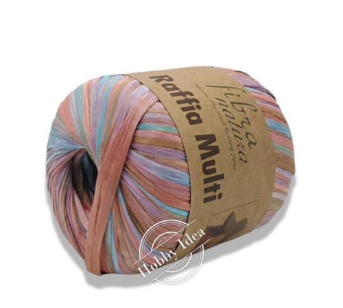 Fibra Natura Raffia Multi 11710 Изумрудно-кораллово-бордовый