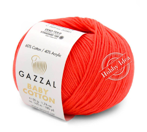 Gazzal Baby Cotton 3459 Неоновый алый
