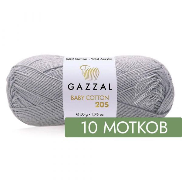 Gazzal Baby Cotton 205 525 Серый 10 мотков из категории Gazzal Baby Cotton 205 упаковками