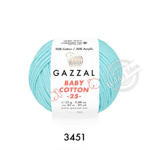 Gazzal Baby Cotton 25 3451 Нежная бирюза из категории Gazzal Baby Cotton 25