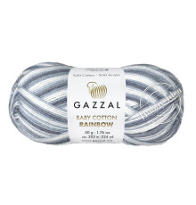 Gazzal Baby Cotton Rainbow 476 Бело-серый
