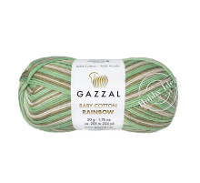 Gazzal Baby Cotton Rainbow 477 Зелёно-коричнево-розовый