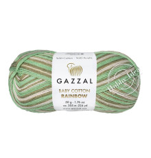 Gazzal Baby Cotton Rainbow 477 Зелёно-коричнево-розовый