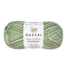 Gazzal Baby Cotton Rainbow 477 Зелёно-коричнево-розовый