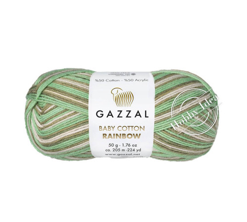 Gazzal Baby Cotton Rainbow 477 Зелёно-коричнево-розовый