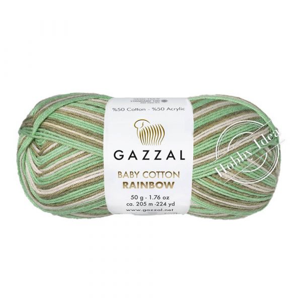 Gazzal Baby Cotton Rainbow 477 Зелёно-коричнево-розовый из категории Gazzal Baby Cotton Rainbow
