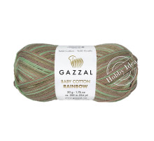 Gazzal Baby Cotton Rainbow 478 Коричнево-зелёный