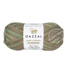 Gazzal Baby Cotton Rainbow 478 Коричнево-зелёный