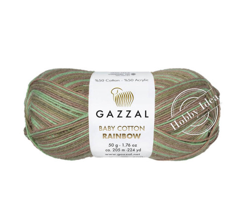 Gazzal Baby Cotton Rainbow 478 Коричнево-зелёный