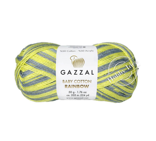 Gazzal Baby Cotton Rainbow 479 Жёлто-серый