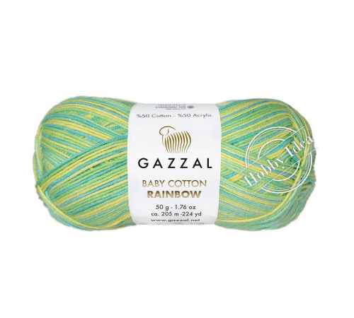 Gazzal Baby Cotton Rainbow 480 Зелёно-бирюзовый