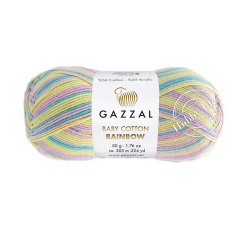 Gazzal Baby Cotton Rainbow 481 Жёлто-розово-голубой