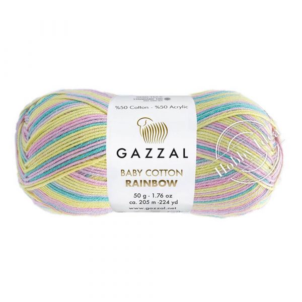 Gazzal Baby Cotton Rainbow 481 Жёлто-розово-голубой из категории Gazzal Baby Cotton Rainbow