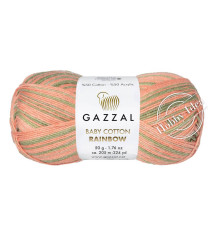Gazzal Baby Cotton Rainbow 483 Персиково-зелёный