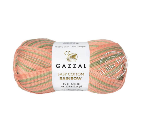 Gazzal Baby Cotton Rainbow 483 Персиково-зелёный