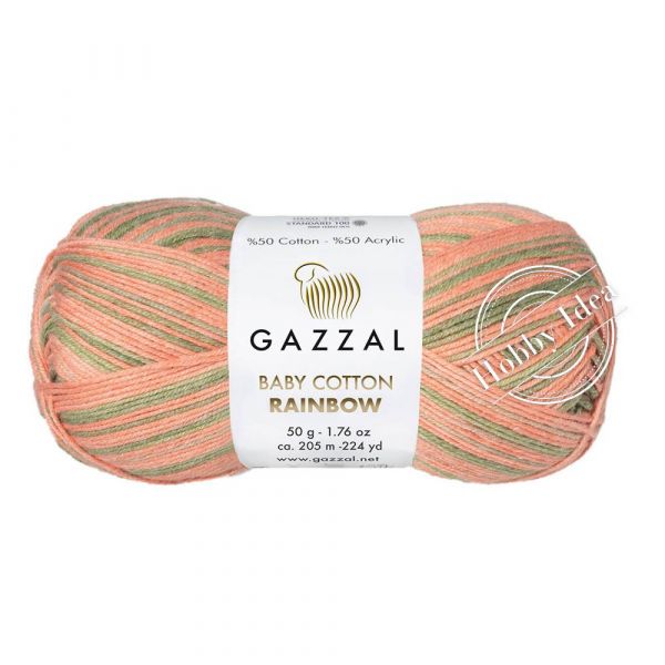 Gazzal Baby Cotton Rainbow 483 Персиково-зелёный из категории Gazzal Baby Cotton Rainbow