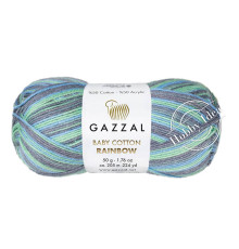 Gazzal Baby Cotton Rainbow 484 Голубо-серо-зелёный