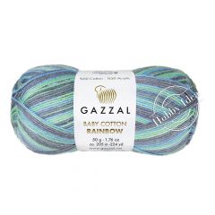 Gazzal Baby Cotton Rainbow 484 Голубо-серо-зелёный