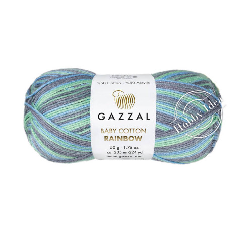 Gazzal Baby Cotton Rainbow 484 Голубо-серо-зелёный