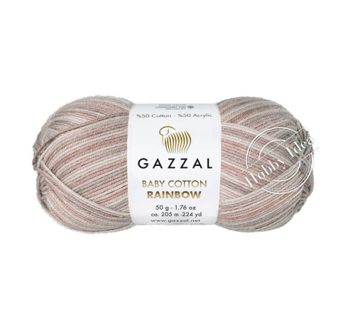 Gazzal Baby Cotton Rainbow 485 Коричнево-серый