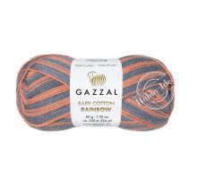 Gazzal Baby Cotton Rainbow 486 Кирпично-серо-голубой
