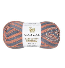 Gazzal Baby Cotton Rainbow 486 Кирпично-серо-голубой