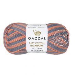 Gazzal Baby Cotton Rainbow 486 Кирпично-серо-голубой